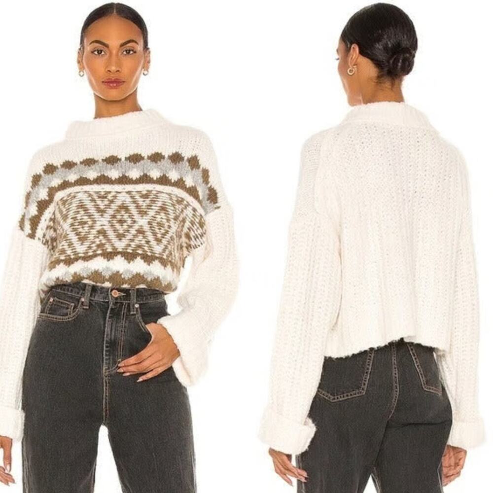 Free People Snowy Forrest Combo Alpine Mock Neck Sweater Size‎ XS